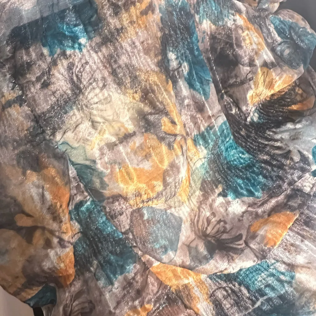 Lavello Infinity Scarf Multicolor Abstract Print Lightweight Sheer Loop Wrap Blue - Image 5