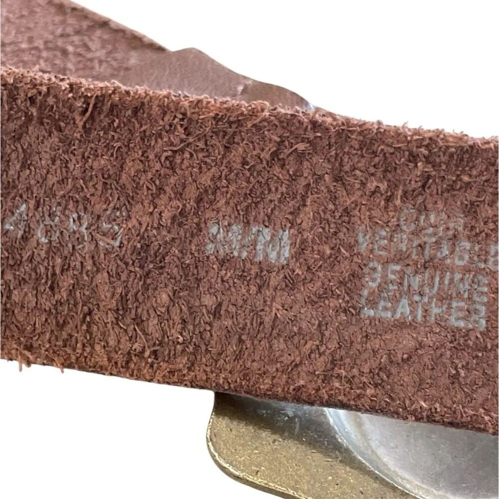 Landes Mocha Brown Leather Belt with Antiqued Gold Tone Buckle M - Image 6