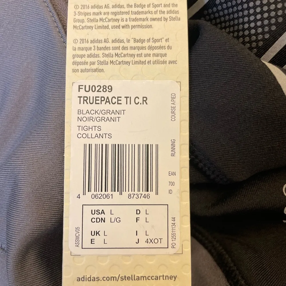 Adidas Stella McCartney TruePace TI Running Tights Leggings Black Gray NEW - Image 7