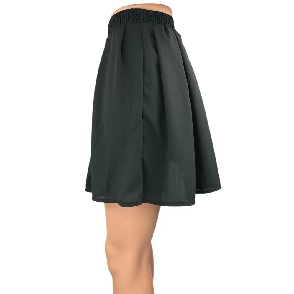 John Galt Women's Black Pleated Elastic Waist Mini A-Line Flared Skirt Size S - Image 2