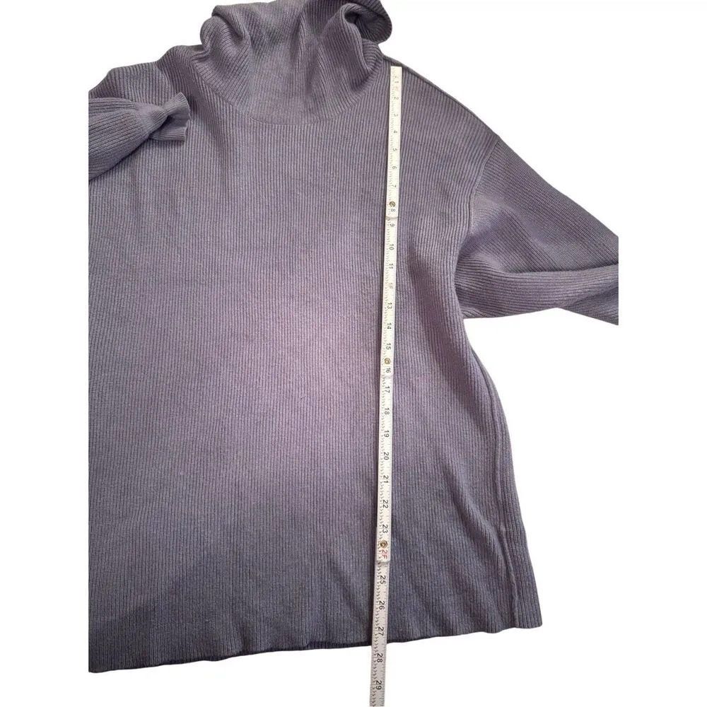 Free People Ottoman Slouchy Tunic Sweater Womens M Funnel Neck Ribbed Knit Slate - Image 7