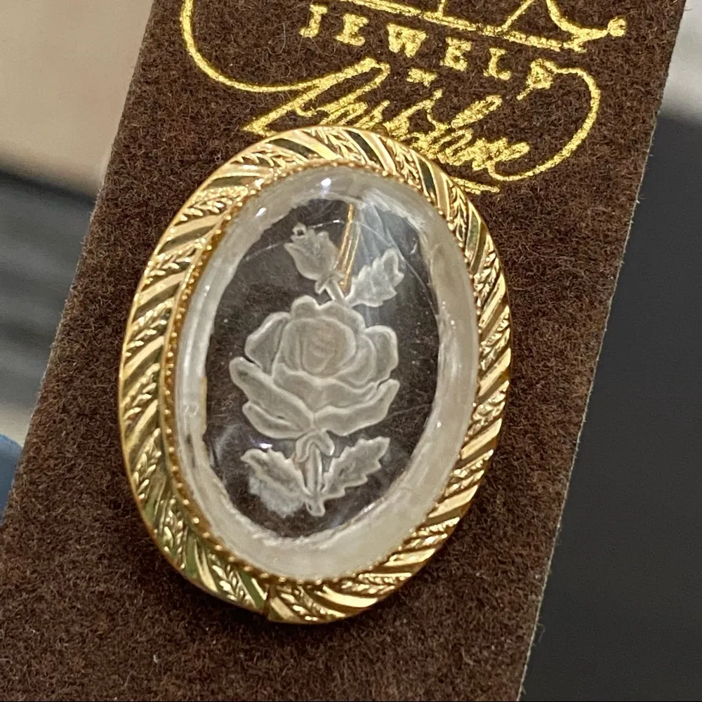 Vintage Jewels Park Lane Rose Flower Intaglio & Mini Victorian Cameo Stick Pins - Image 7