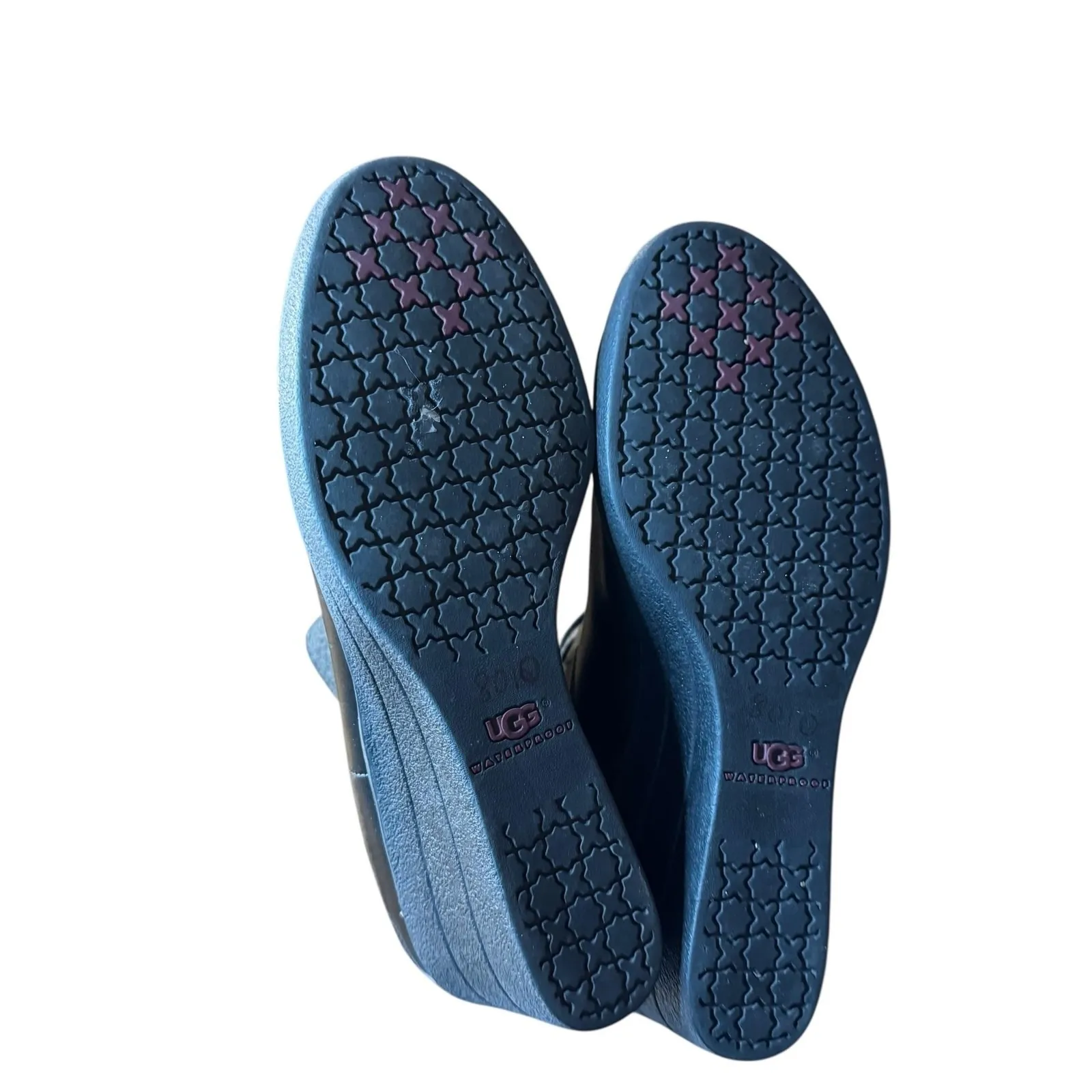 UGG Boots Womens‎ Size 7 Black Wedge Platform Ankle Leather Side Zip Strap EU 38 - Image 10