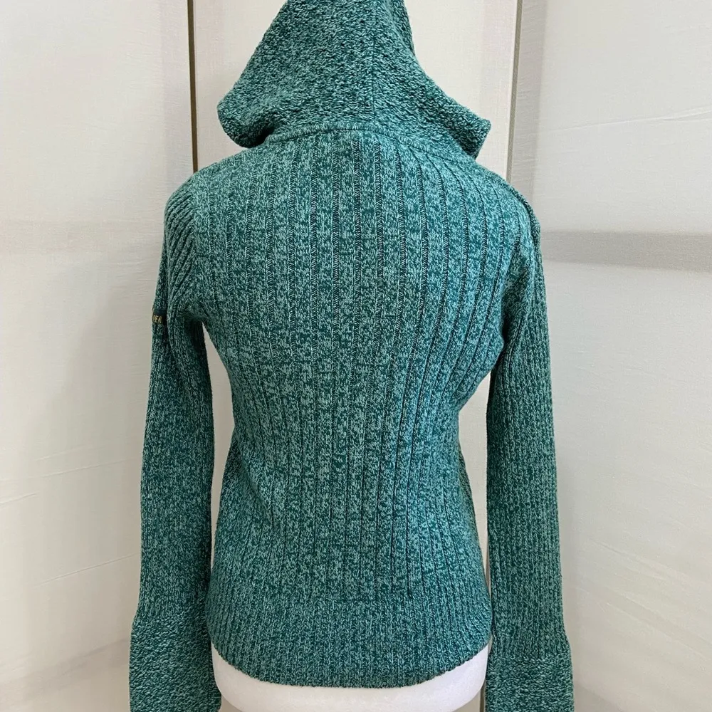 1/4 Zipper Hoodie Sweater. Size Small. Green - Image 3