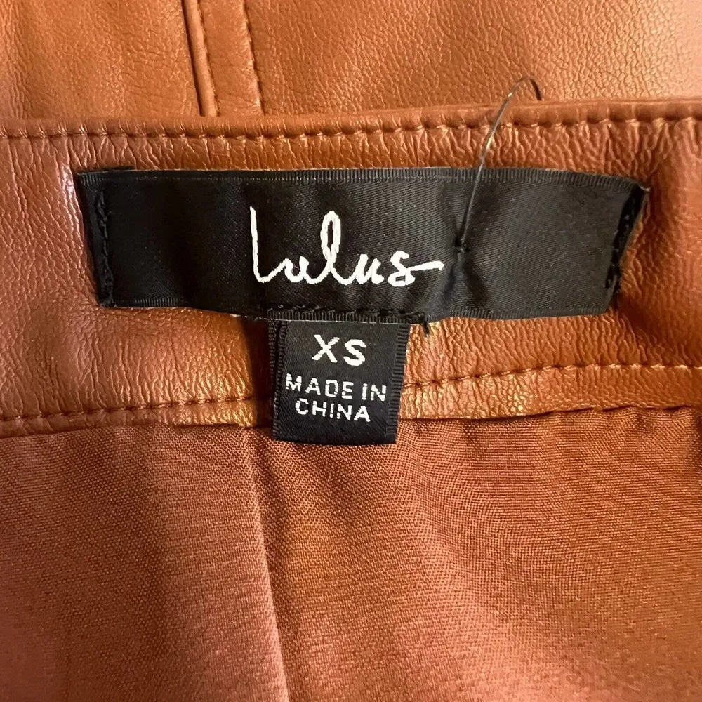 Lulus Most Fab Brown Vegan Leather Button-Front Mini Skirt New XS - Image 9