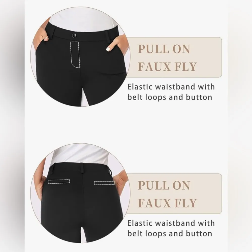 NEW Tapata Stretchy Straight Leg Career Dress Pants Pockets M Tall/34'' Black Size M - Image 6