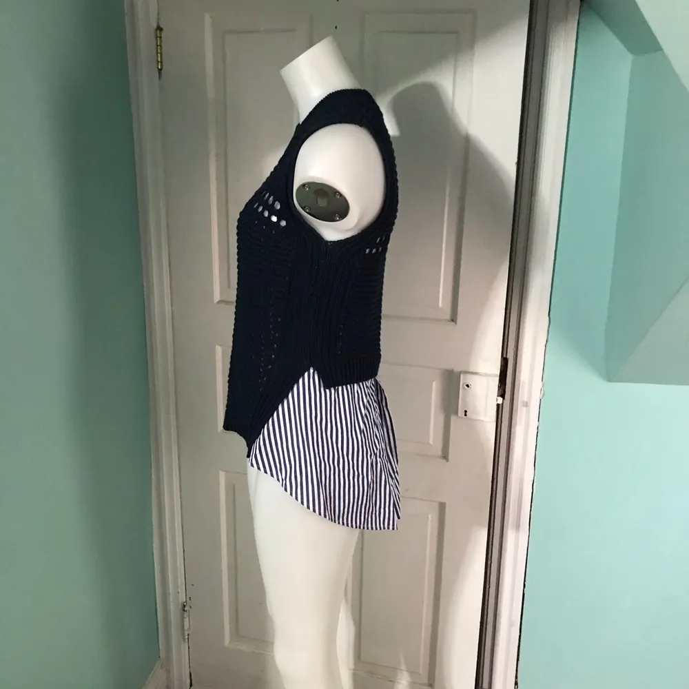 Veronica Beard Eyelet & Poplin Combo Sweater - Image 4