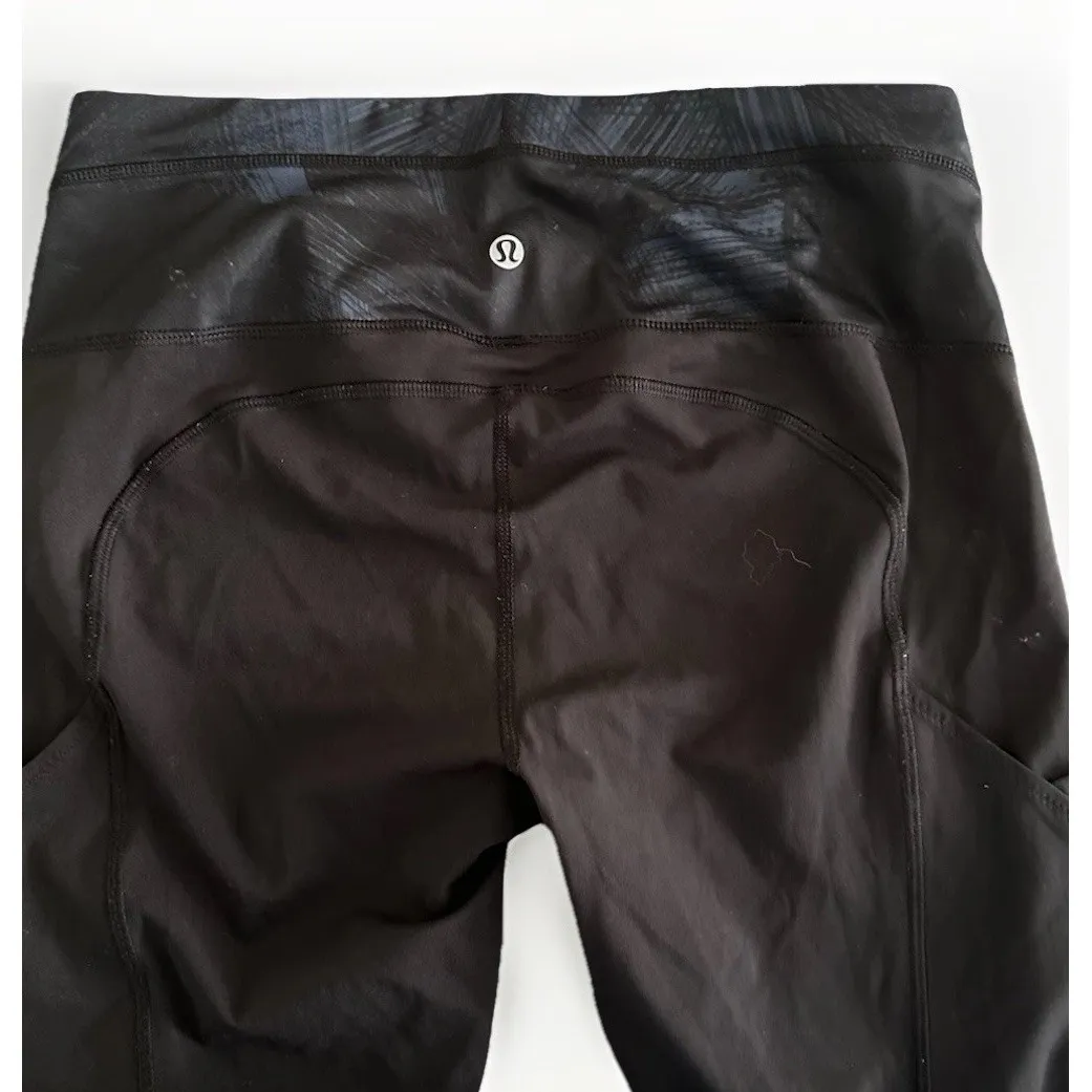 LULULEMON Size 8 Black With Pattern 25" Forget The Sweat Mesh Athletic Leggings - Image 3