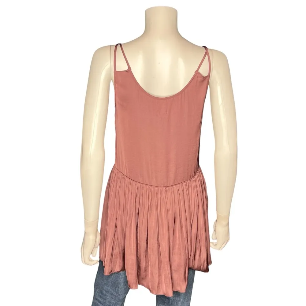 Anthropologie E by Eloise Babydoll Cami Tank Top Rust Satin Y2K Boho Size S - Image 3