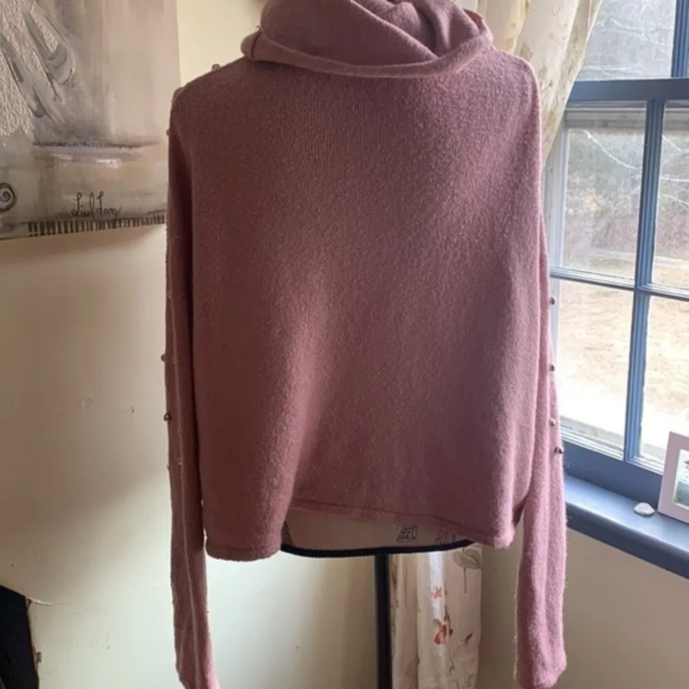 Cropped Pink sweater with silver beads L - Image 3