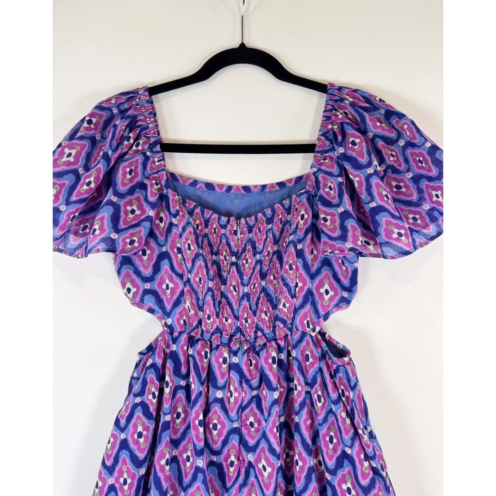 Banjanan Dress Purple Bonnie Maxi Floral Layered Cutout Fit Flare Boho Small - Image 11