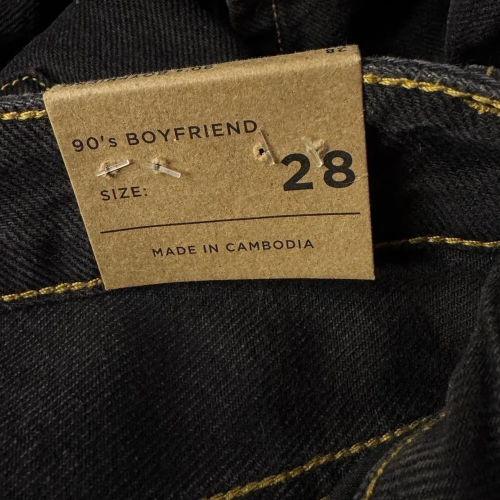 PacSun 90’s Boyfriend SZ 28 Jeans Hi-Rise Relaxed Leg Rigid Denim Zip-Fly Black - Image 9