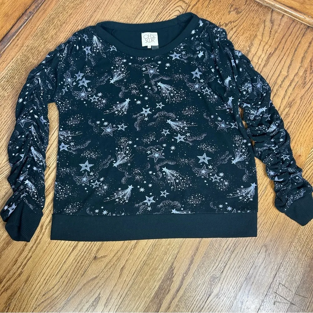 Chaser | Shirred Sleeve Mystical Star Print Whimsical Sweatshirt Size XL - Image 8