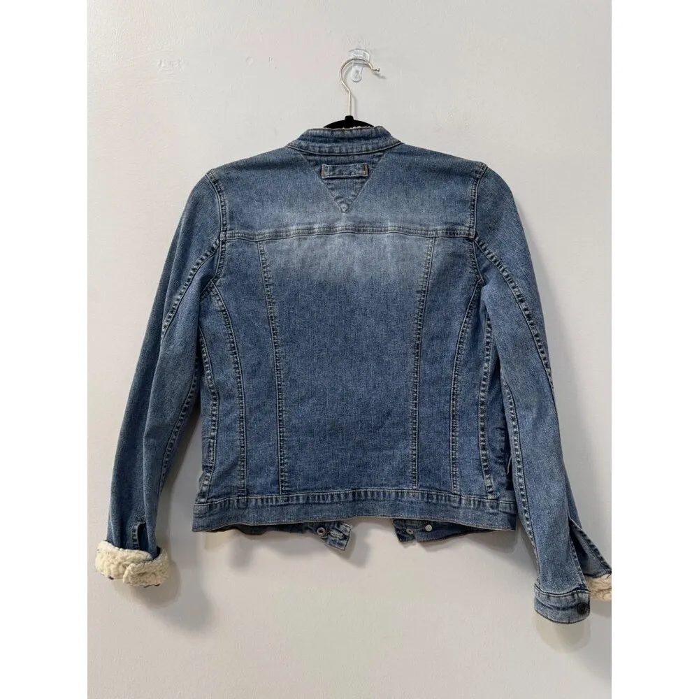 Tommy Hilfiger  JEAN JACKET Sherpa cuffs/collar Perfect light jacket size m - Image 2