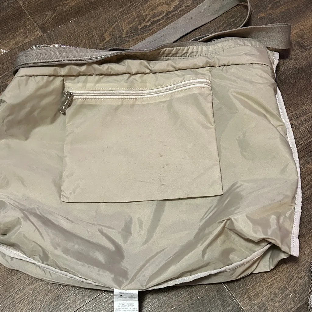 LeSportsac Classic Medium Travel Tote Handbag Cosmetic Pouch Metallic Snake Skin - Image 8