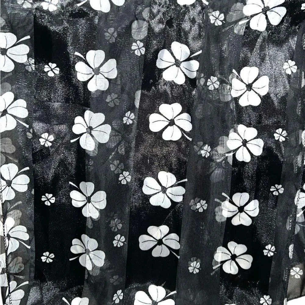 Beautiful black scarf with white 4 leaf clover print! Brand new! - Image 6