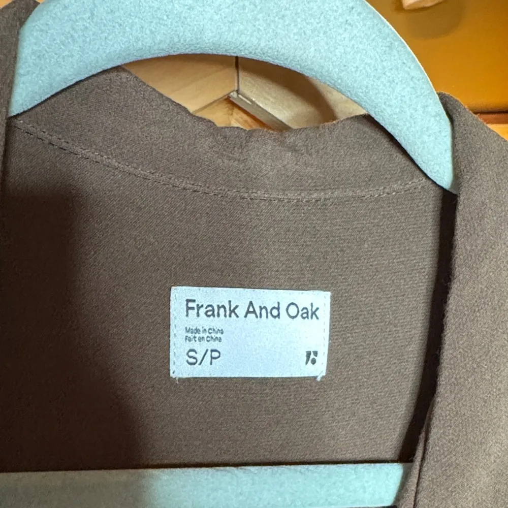 Frank & Oak 1 Button Front Collared V Neck Blouse Brown Size Small - Image 3