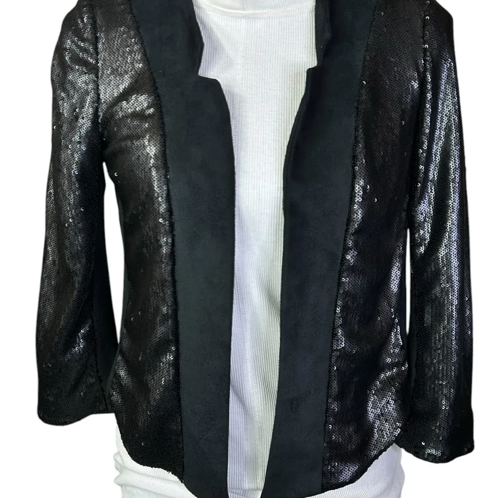 Shonda Sequined Jacket Anthropologie Black Size XS Cropped Bolero Style - Image 5