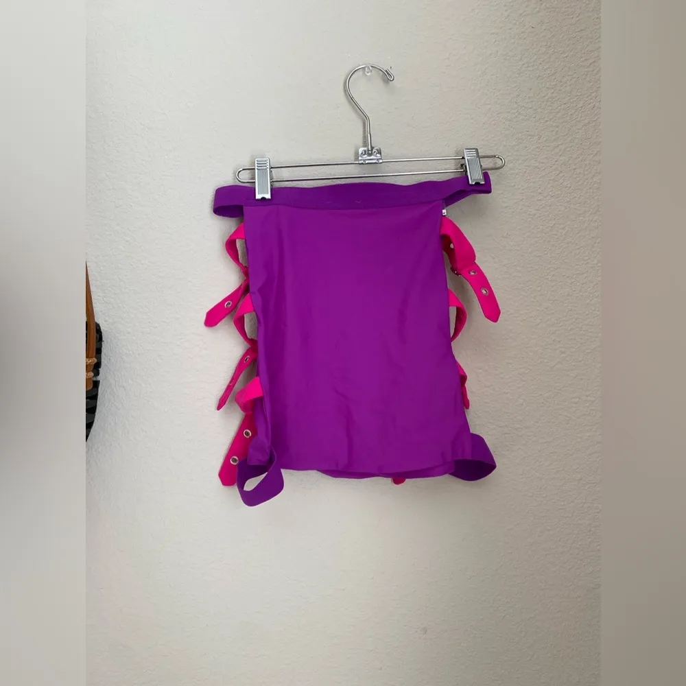Pink & Purple Zip & Buckle Rave Skirt, Size Small - Image 3