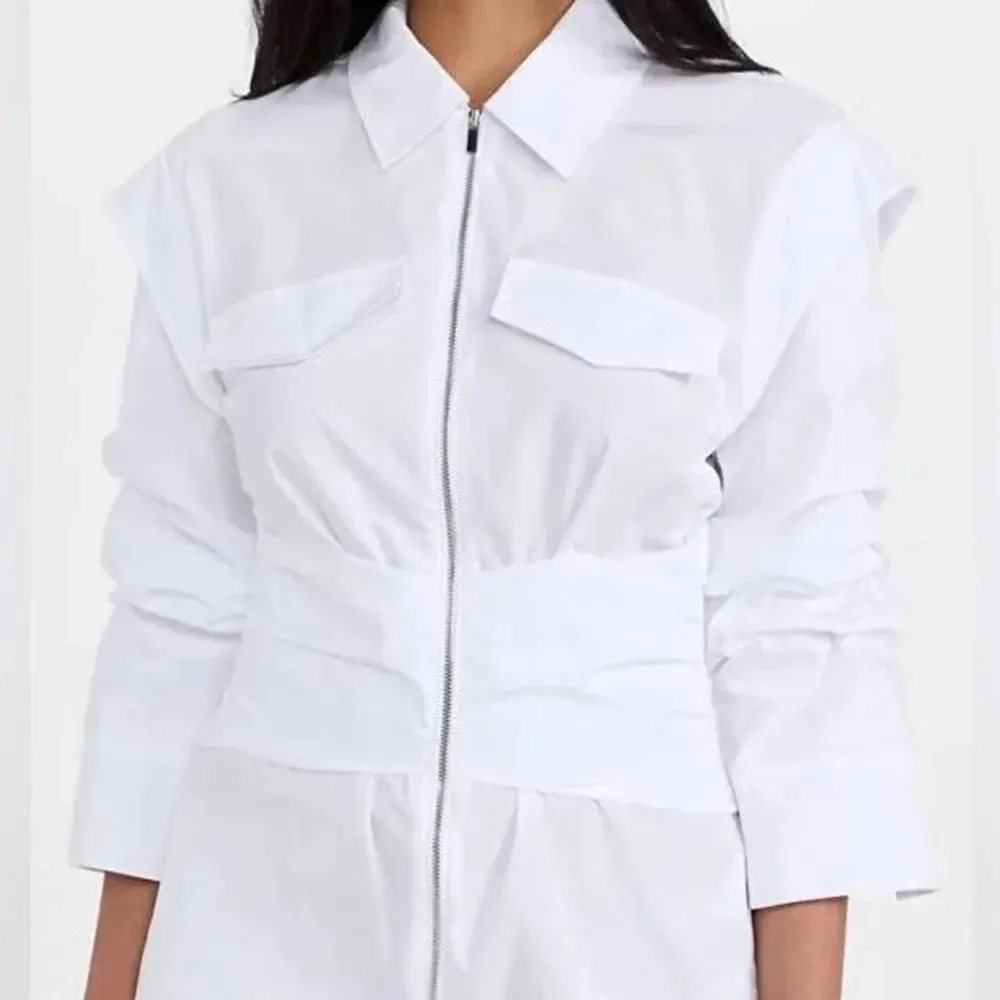 Derek Lam 10 Crosby Skylar zip front shirt dress white fall size 6 - Image 3