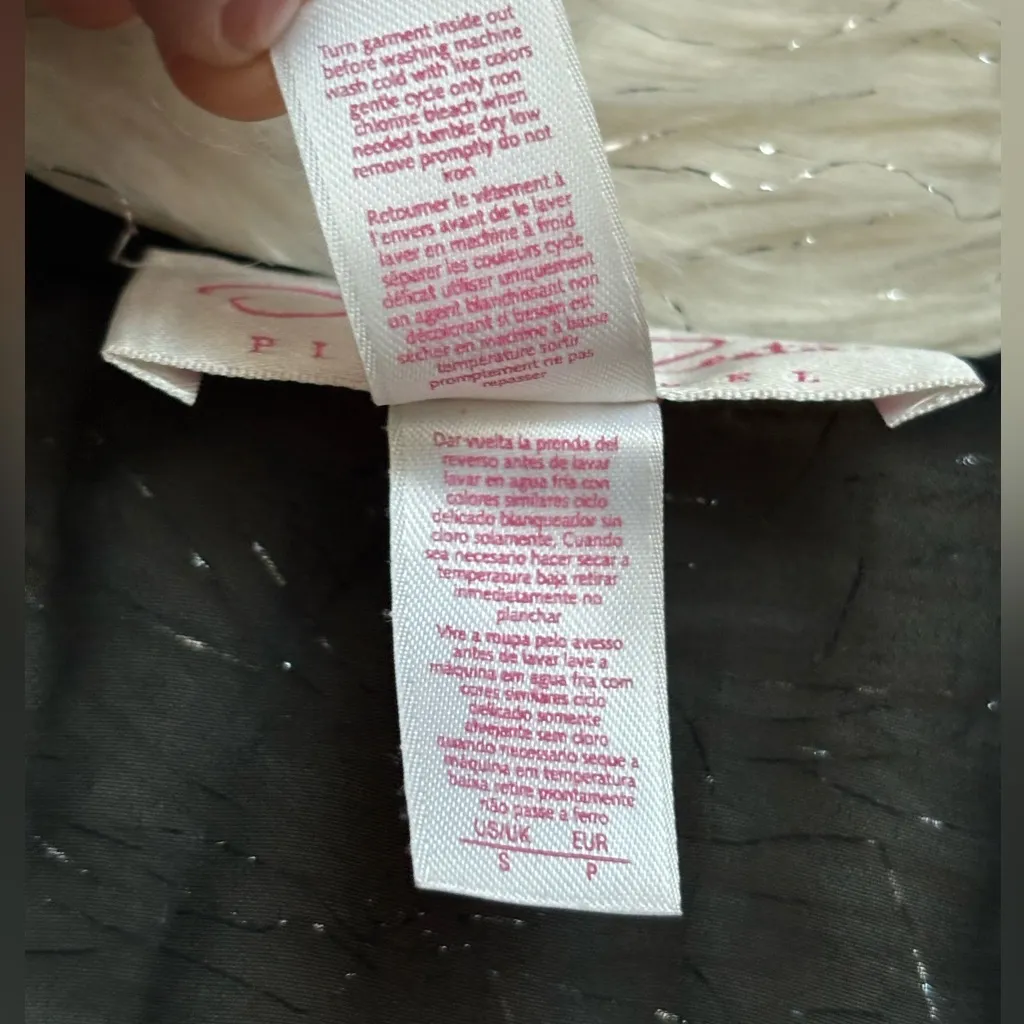 Oscar de la Renta Black Women’s Pink Label Sheer Wrap Robe Ruffle Sleeve Size S - Image 7