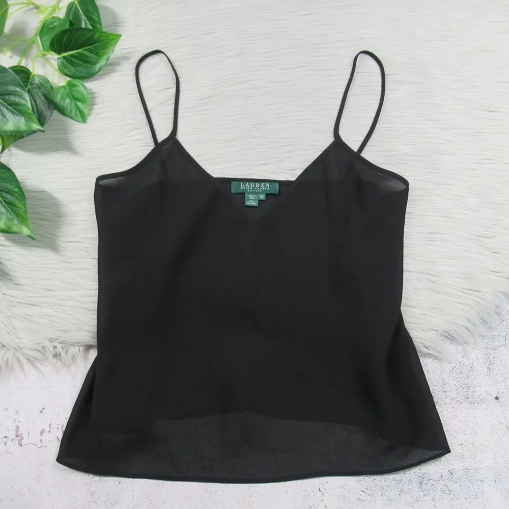 LAUREN RALPH LAUREN Sheer Black Cropped Cami Womens Size 14P Petite - Image 2