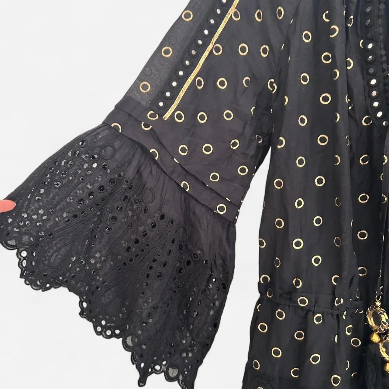 Ramy Brook Silk cotton Nico Mini Cover-Up Dress XS/S ✨ Eyelet Lace Mirror circle - Image 5