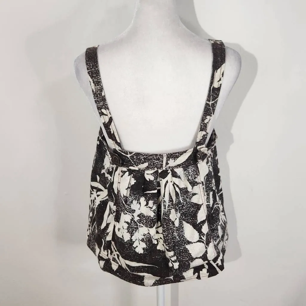 HD in Paris Black White Tropical Floral Linen Top Size 4 Anthropologie Linen Top - Image 6