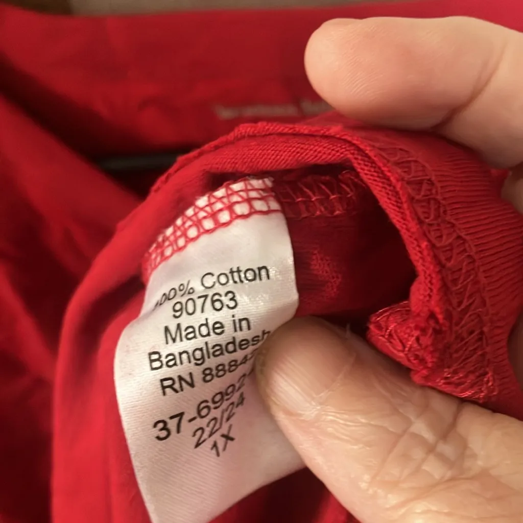 FINAL MARKDOWN Woman Within Red Oversized 3/4 Sleeve Tee 1X - Image 3