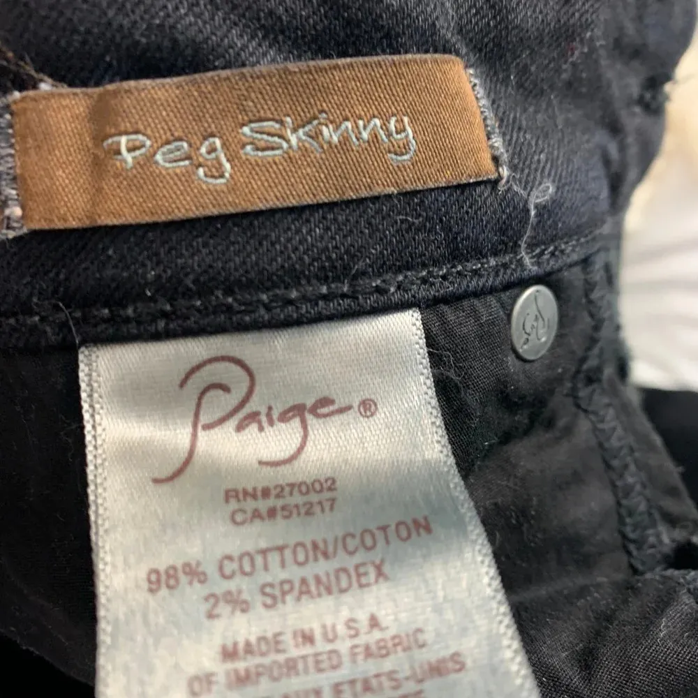 Paige Peg Skinny‎ Jeans in Black Overdye - Image 9