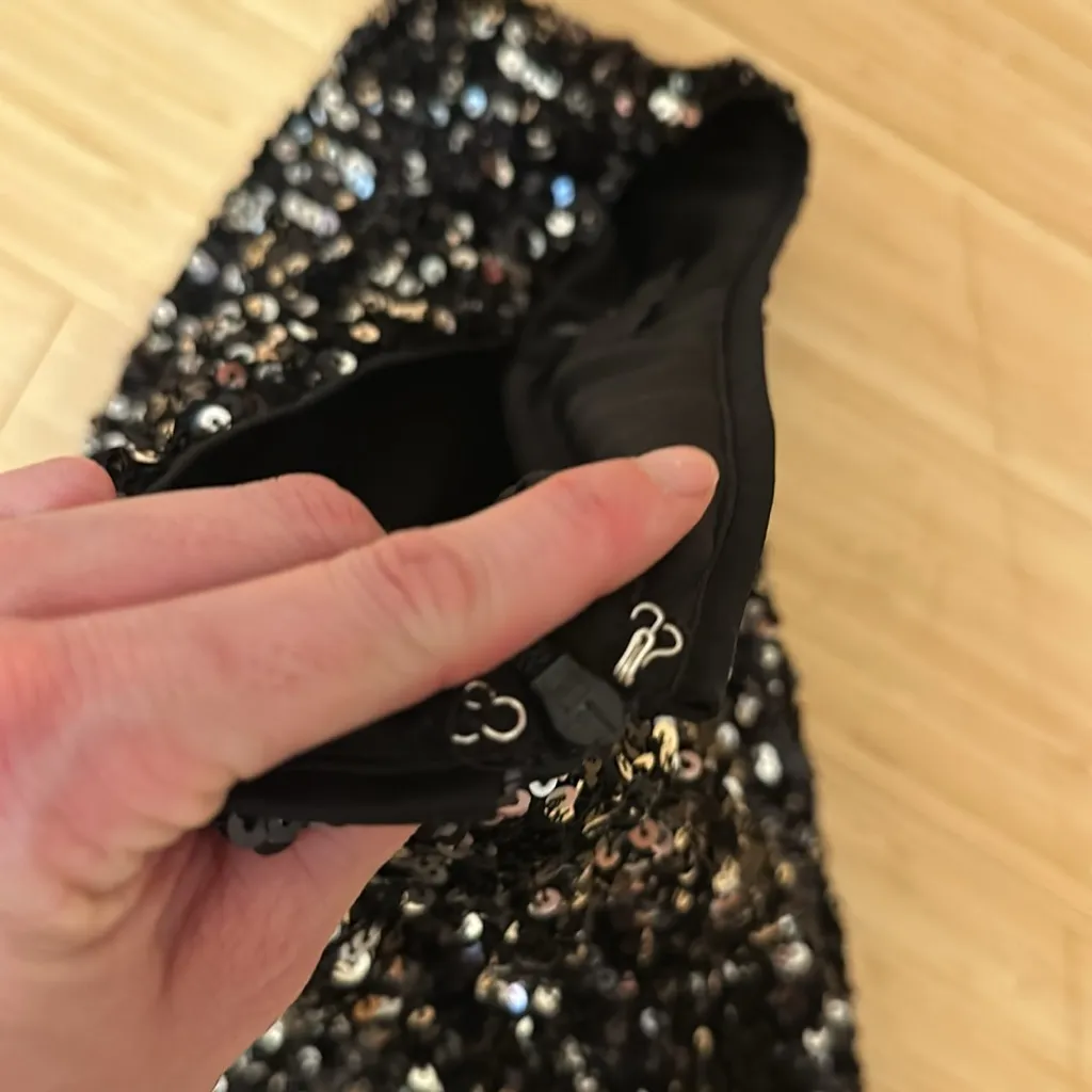 Glamorous Allure Black and Silver Sequin Sequin Flare Pants Size XS - Image 7