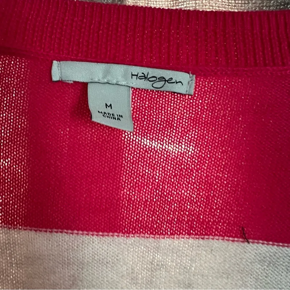 Halogen Pink Rugby Stripe Cotton Lightweight Cardigan Tunic Size Medium - Image 6