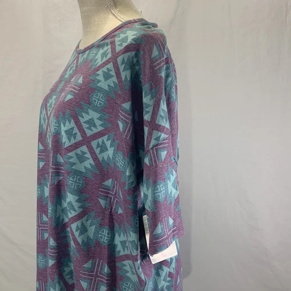 Irma Aztec/Tribal Print Simply Comfortable Blue Purple Top Size L NWT - Image 5