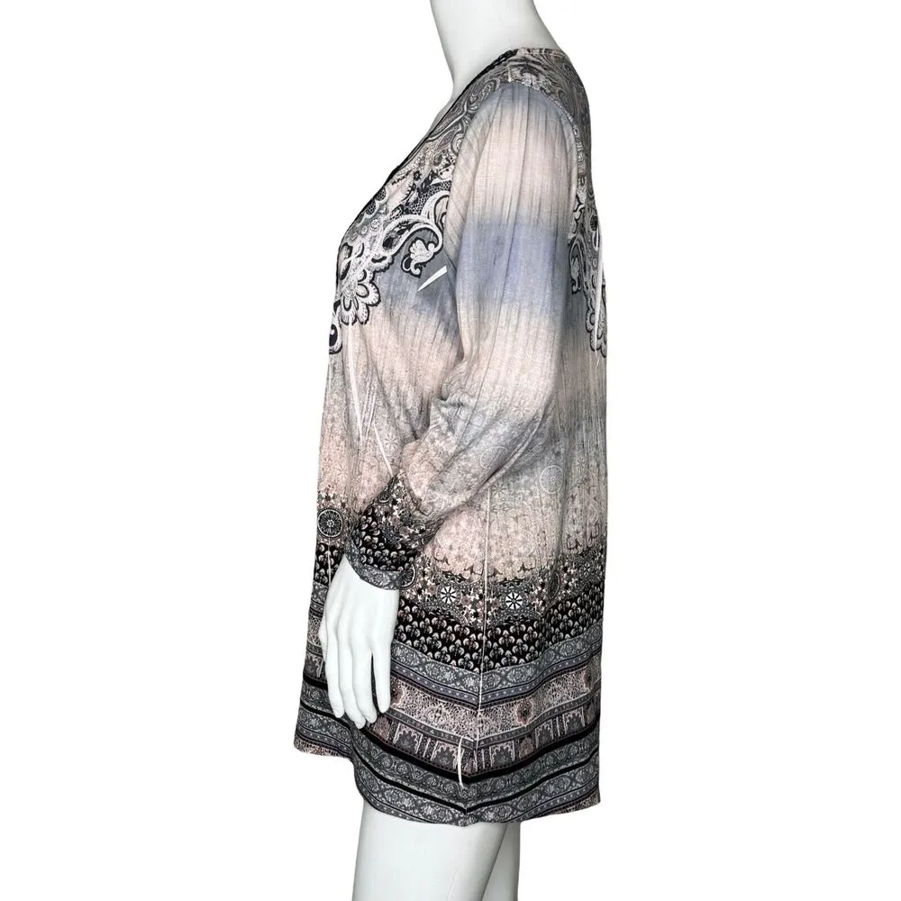 Live and Let Live Shirt Womens Large Pink Sublimation Colorful Art Boho Bohemian - Image 3