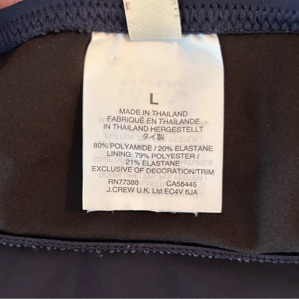 J. Crew 4/6 Wrap Front Halter Strapless Bandeau Tankini Swim Top Navy Blue Lg - Image 7