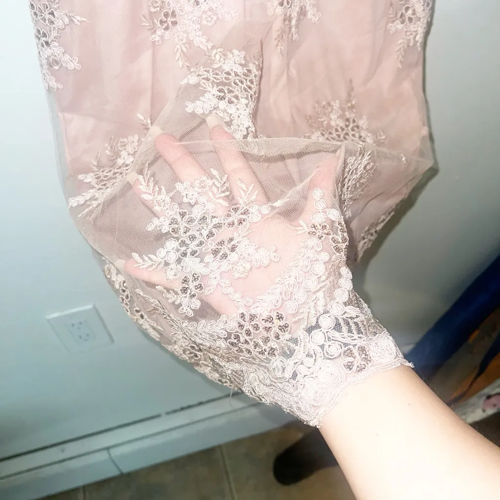 Venus formal prom sequin detail pink lace bodycon floral midi tank dress - Image 4