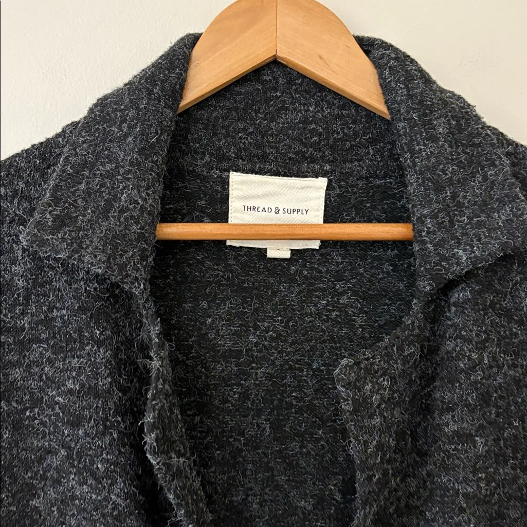 Thread & Supply Open Front Cardigan Sweater Jacket Charcoal Black Size S - Image 3