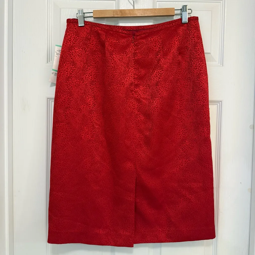 NWT Vintage Collections for Le Suit Red Monochrome Leopard Suit Skirt - Image 4