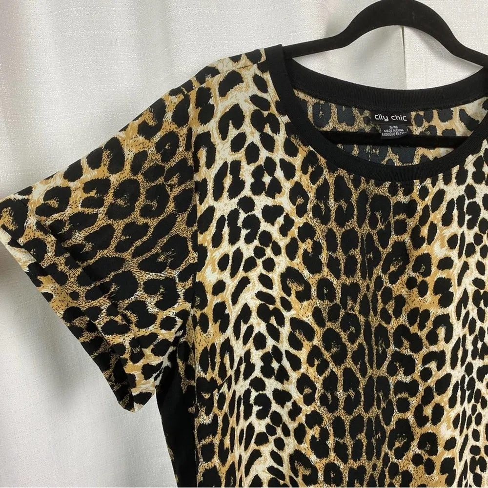 City Chic Animal Print Crepe Shift Mini Dress Sz.S(16) - Image 6