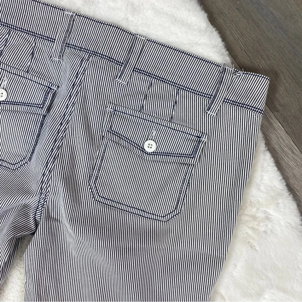 Grane Y2K Seersucker Stripe Low Rise Wide Leg‎ Trouser Pants Blue White Juniors Size undefined - Image 7