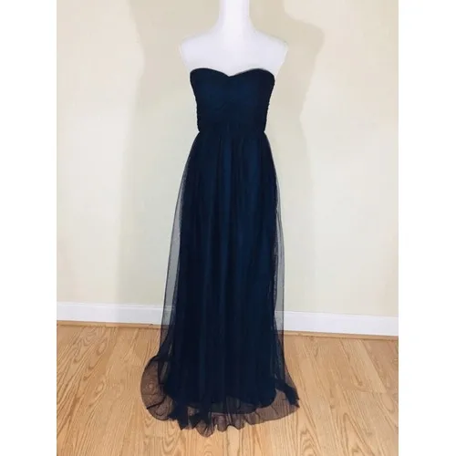 Donna Morgan Felicity Midnight Blue Strapless Empire Waist Gown Dress Size 4 - Image 2