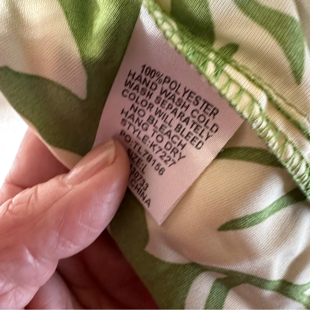 Umgee Tropical Floral Print Green Size Large Wide‎ Leg Flare Flowy Pants NWT - Image 11