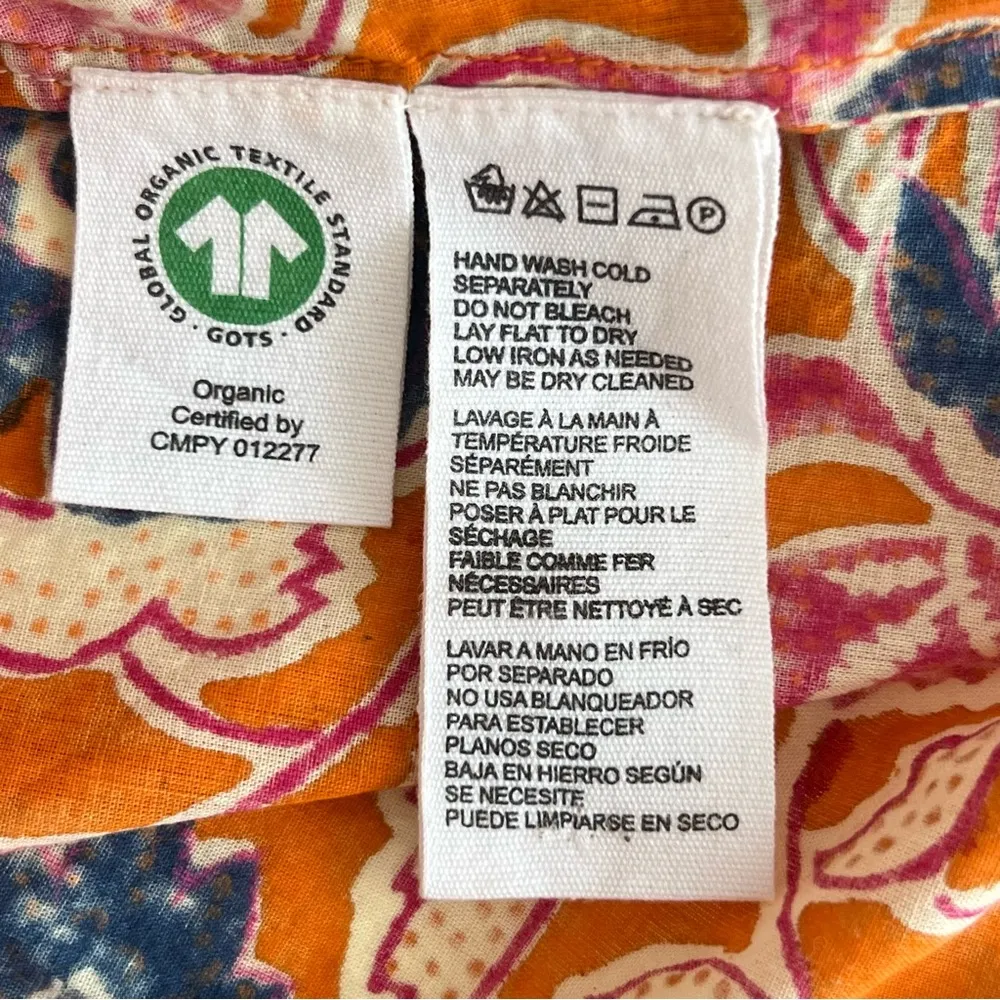 Cleobella Talia Organic Cotton Floral Button Up Top Orange Size S Boho Peasant - Image 8
