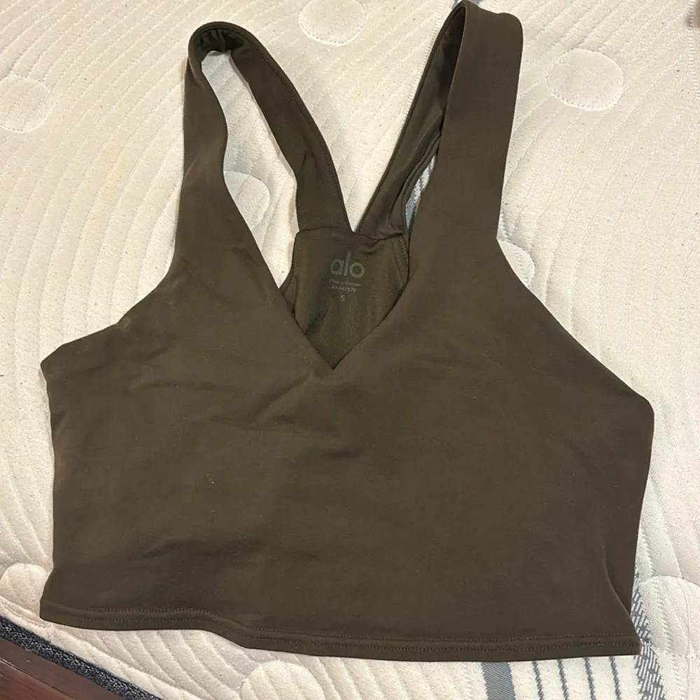 Alo Airbrush Real Bra Tank in Olive - Image 3