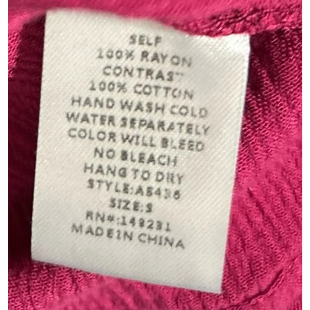 Kori America Women's Deep‎ Pink 3/4 Sleeves Top Tassel Ties Size S - Image 5