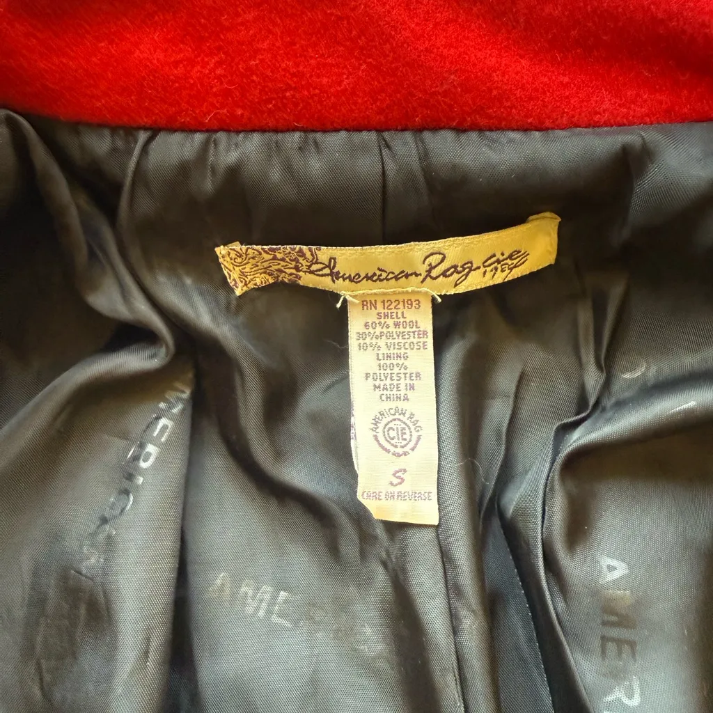 American Rag CIE 1984 Women's Red Double-Breasted Wool Coat - Image 5