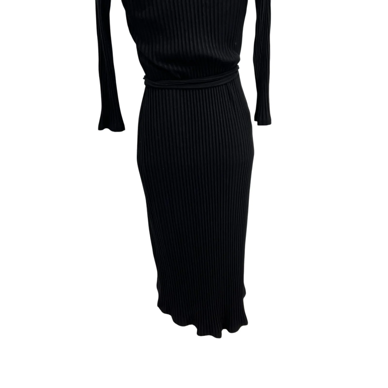 Amour Vert Paris Wrap‎ Dress Ribbed 3/4 Sleeve Modal Stretch Black Size XS - Image 9