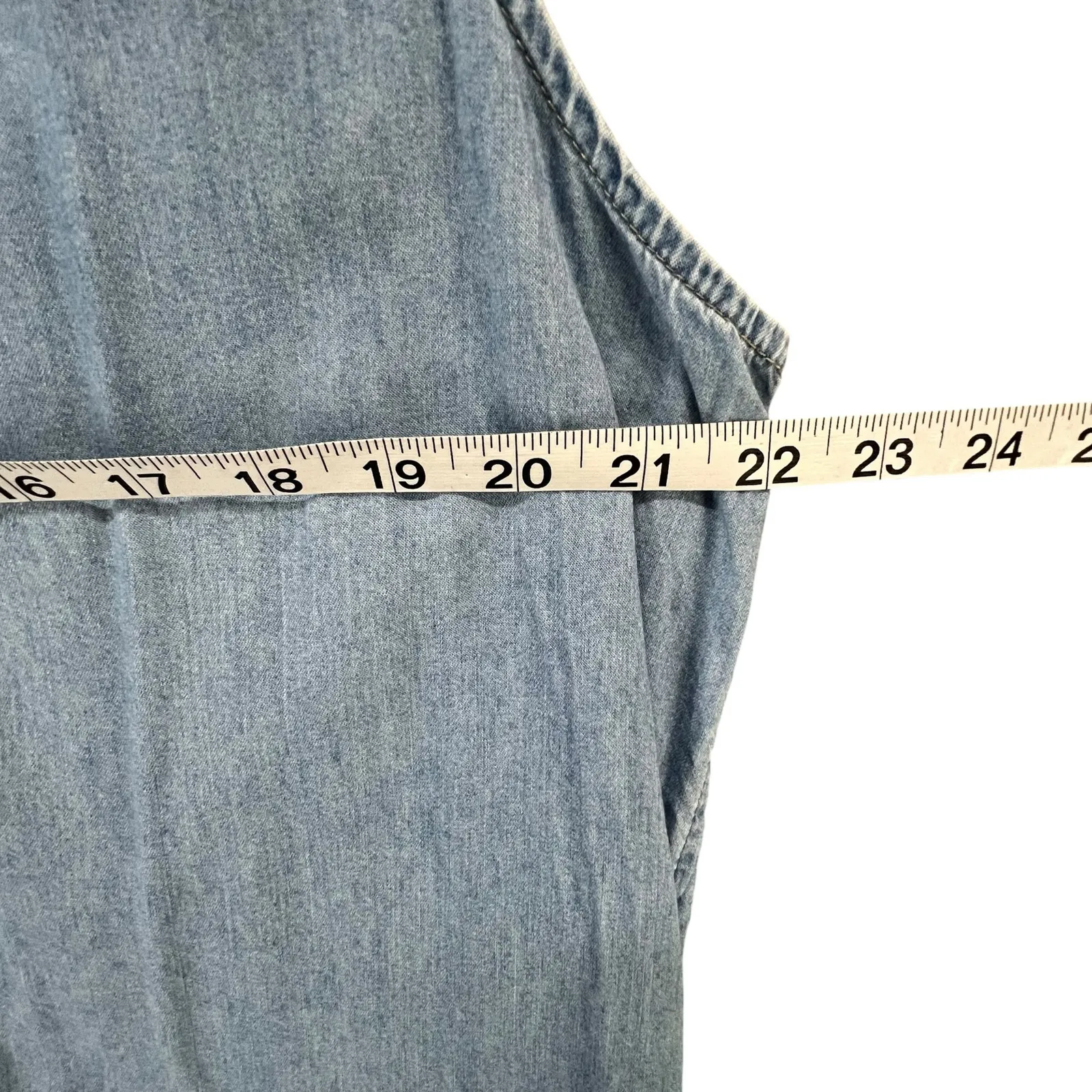 Old Navy Shift Dress Womens XL Blue Chambray Denim Light Wash Relaxed Summer - Image 7