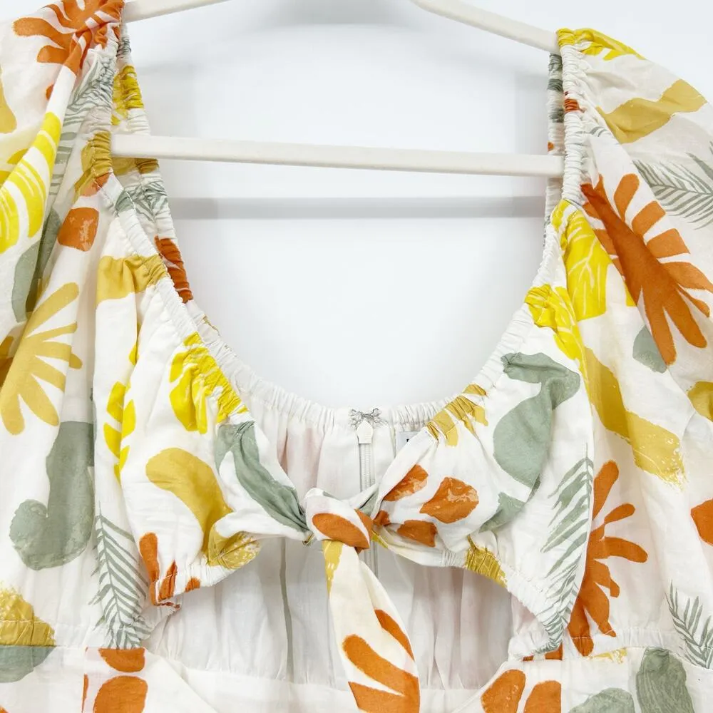 SABO SKIRT Womens Cotton Desert Leaf Printed Puff Sleeve Enga Mini Dress Size XL - Image 4