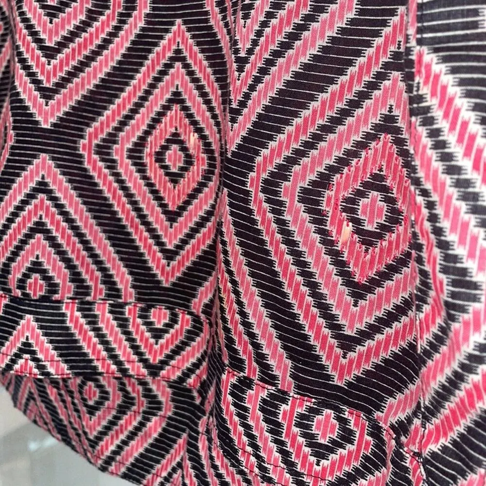 Tory Burch Pink Blue Diamond Shimmer Top Long Sleeve Blouse Geo 70s Disco Party - Image 5